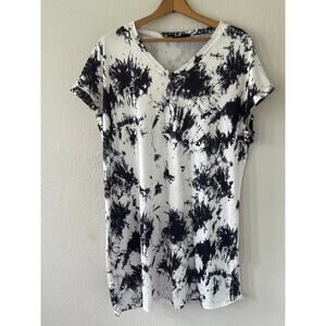 Women's Shein Curve Black White Tie Dye Soft Cozy Shirt Dress Size 0XL